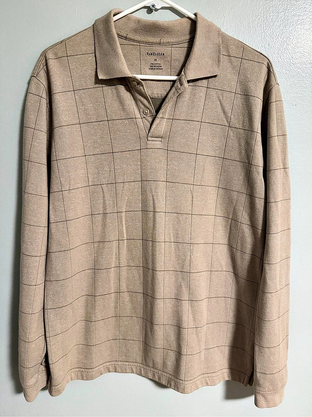 Van Heusen Men's Checkered Polo in Brown Size Medium